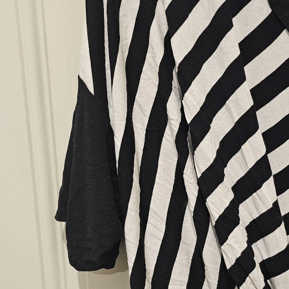 Asymmetrical Black and White Striped Dress